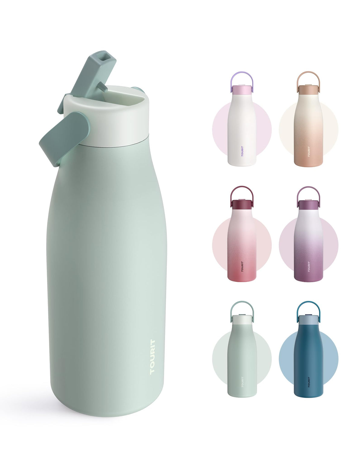 TOURIT 12oz Small Insulated Water Bottle Travel Flask Mug, Saxony Blue
