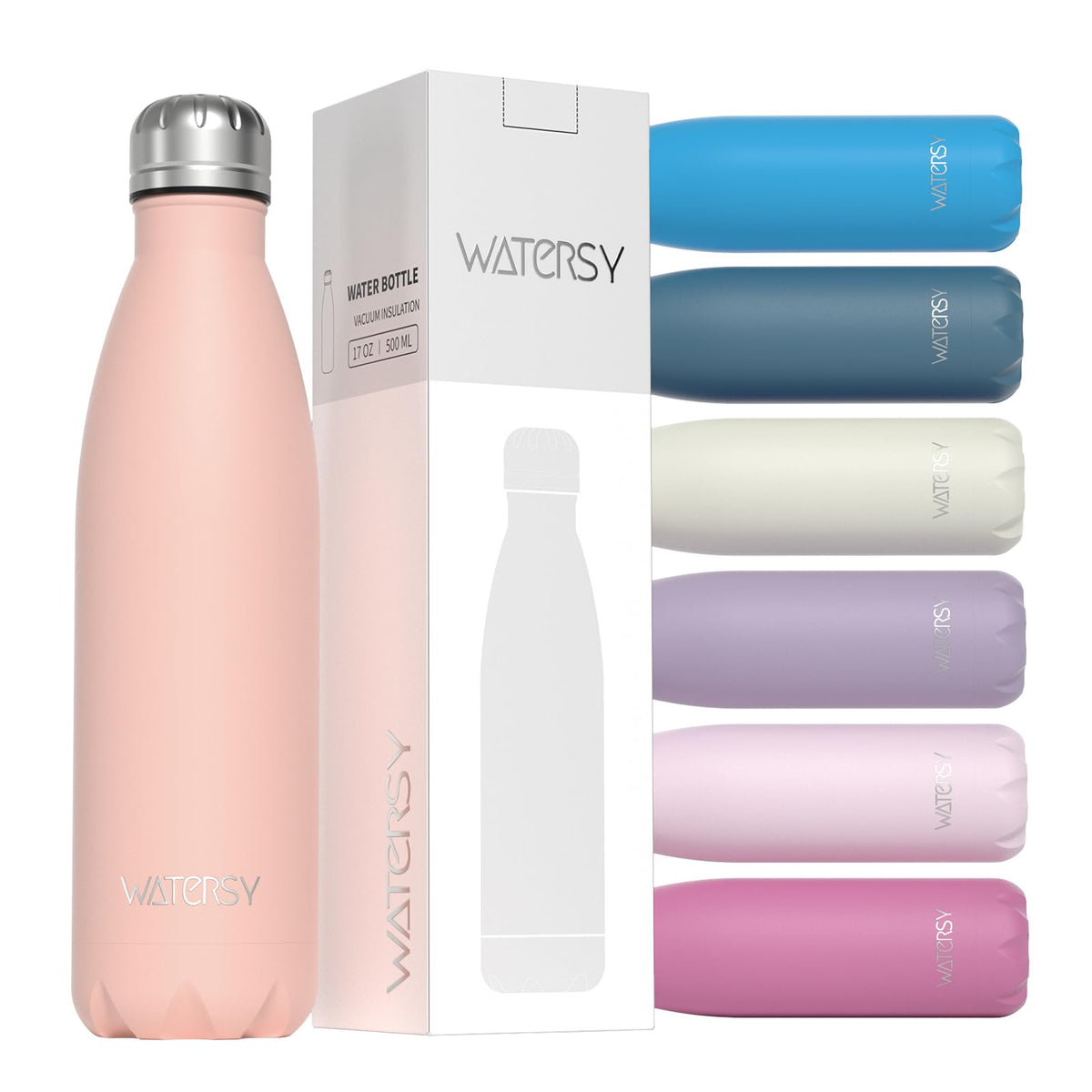 WATERSY Stainless Steel water bottle,17oz Insulated Water Bottles