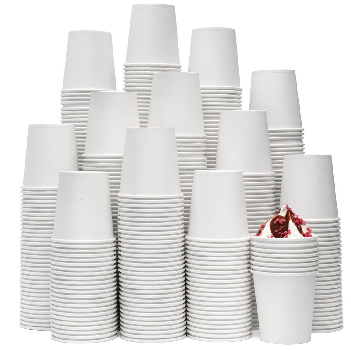 Vumdua 300 Pcs 6 oz Disposable Paper Cups, Hot Cold Beverage Drinking Cup for Coffee, Water, Tea, Juice, Espresso & Cortado (White)