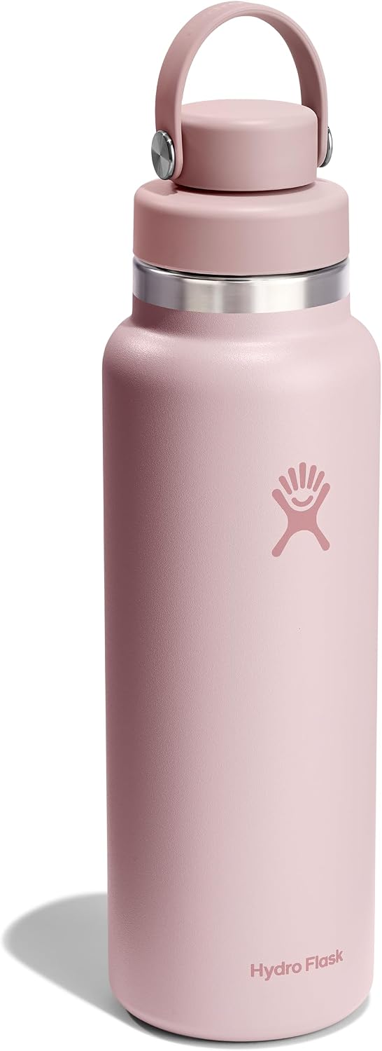 Hydro Flask Water Bottle - Insulated Stainless Steel - Wide Mouth Chug Lid, Non Spill, Leakproof in 40 Oz Tonal Trillium Pink