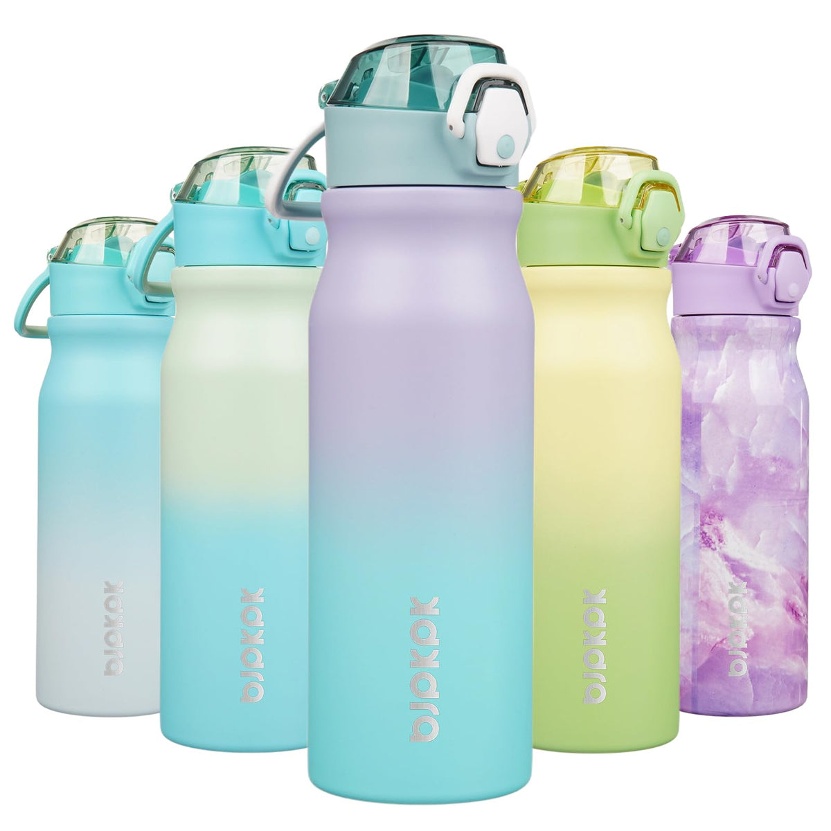 BJPKPK 18 oz Water Bottle with Straw & Handle, Insulated Stainless Flask