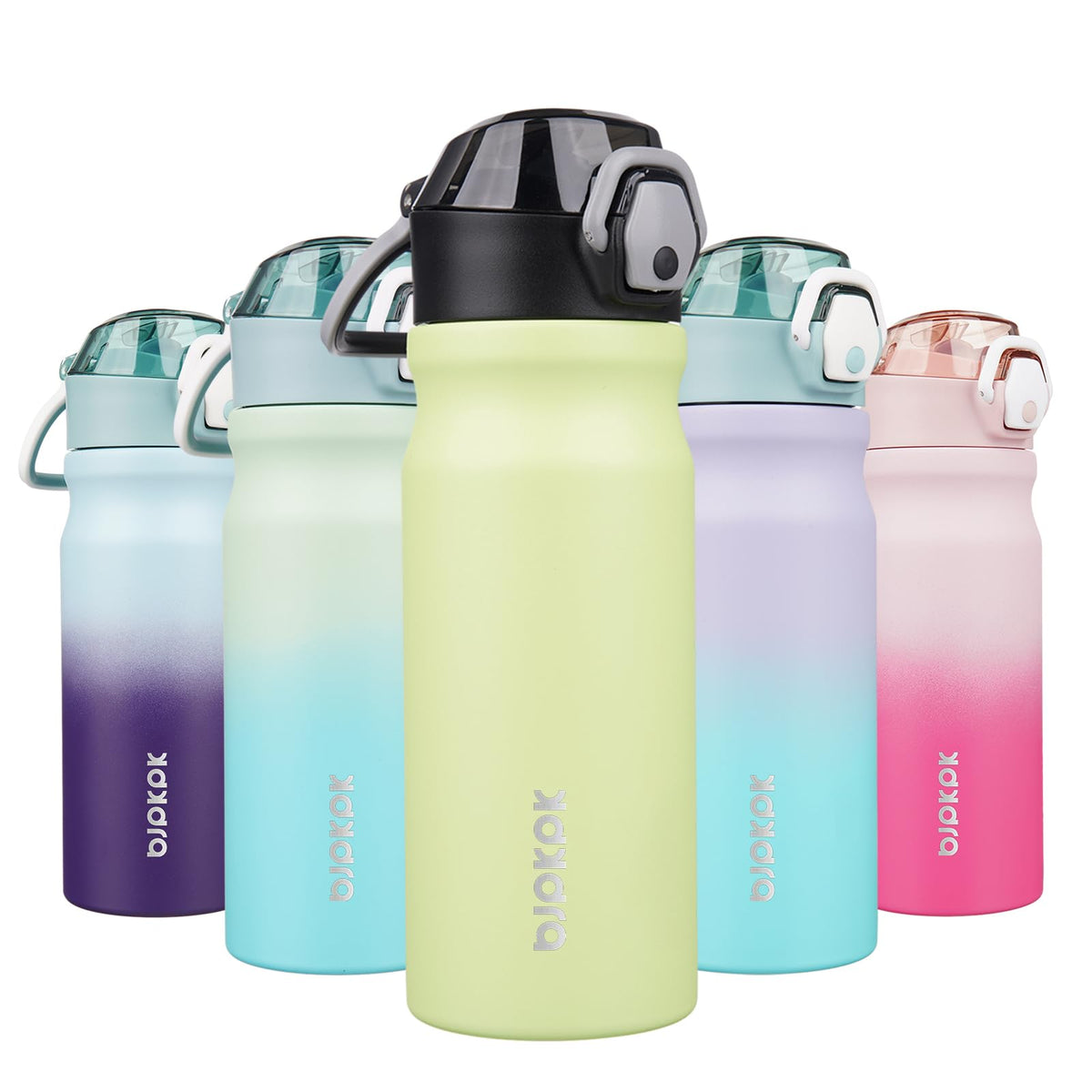 BJPKPK 18 oz Water Bottle with Straw & Handle, Insulated Stainless Flask