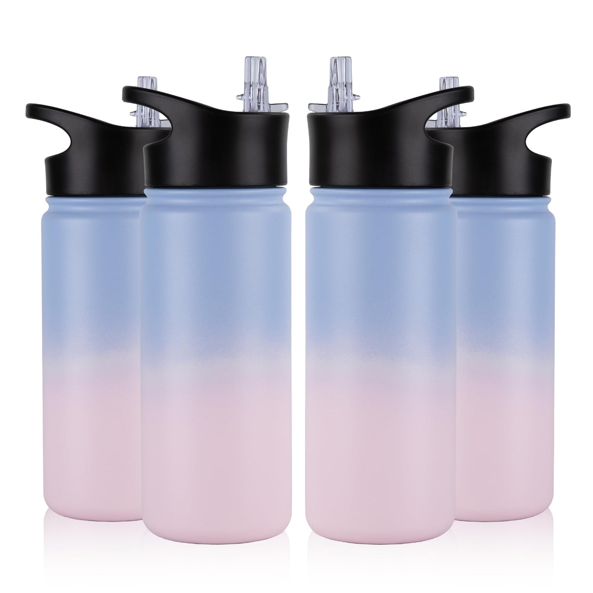 40 oz Insulated Water Bottle with Straw, Stainless Steel Sports Water Bottles with 2 Lids (Straw and Wide Mouth lid), Double Wall Vacuum, Leakproof, BPA-Free, Black