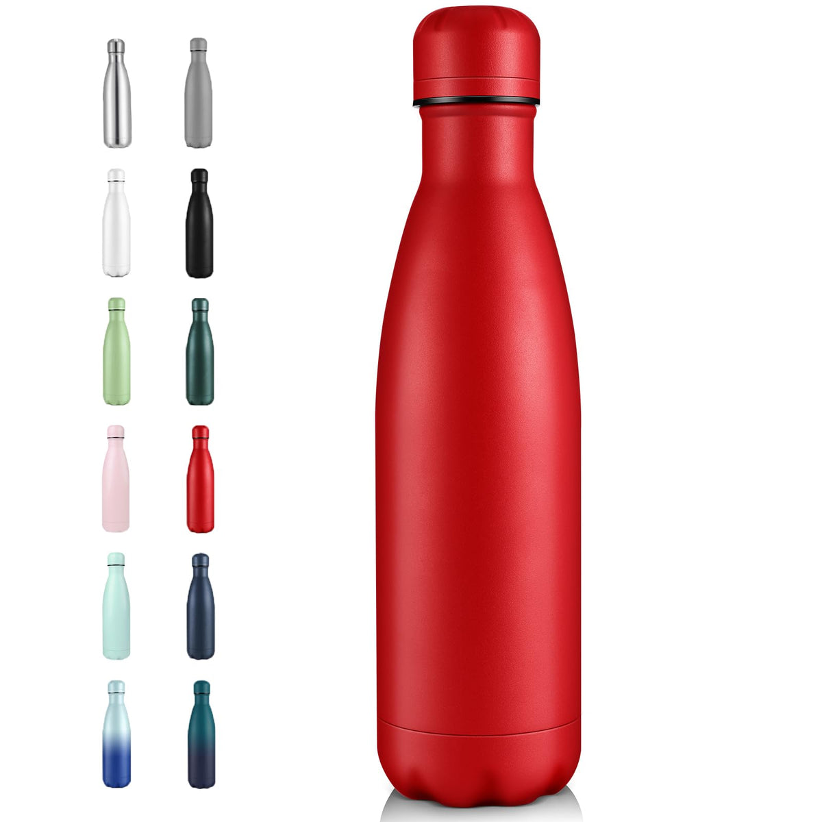 Volhoply 17oz Insulated Stainless Steel Water Bottle（Silver,1 Pack)