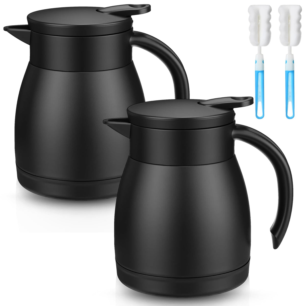Norme 2 Pcs Thermal Coffee Carafe Creamer, Silver, 68 oz