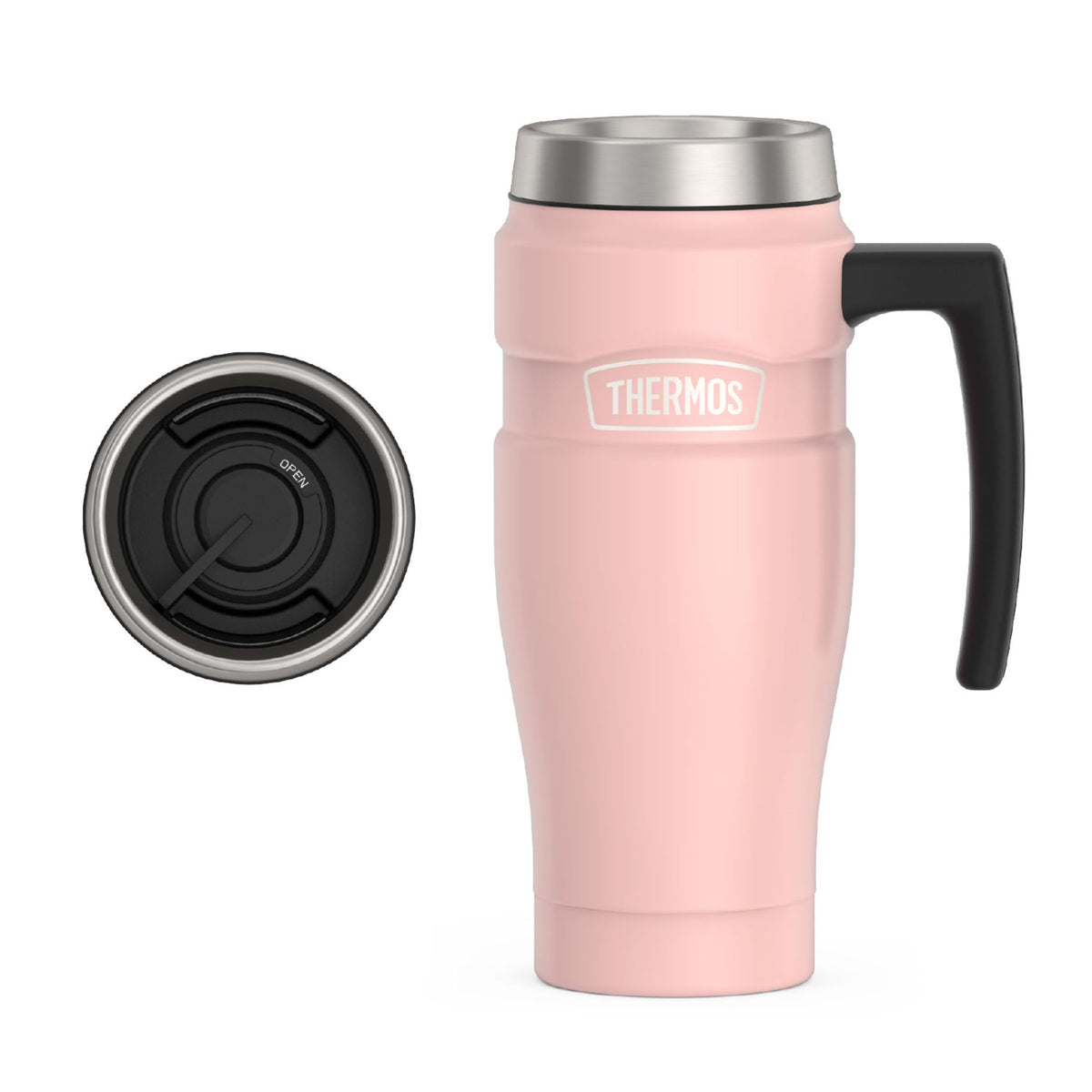 THERMOS Stainless King Vacuum-Insulated Travel Tumbler, 16 Ounce, Matte Steel