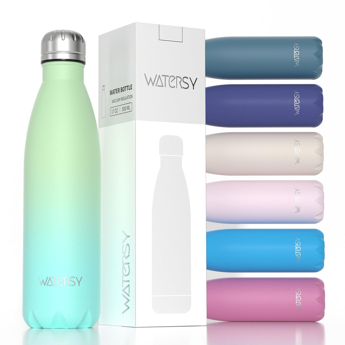 WATERSY Stainless Steel water bottle,17oz Insulated Water Bottles