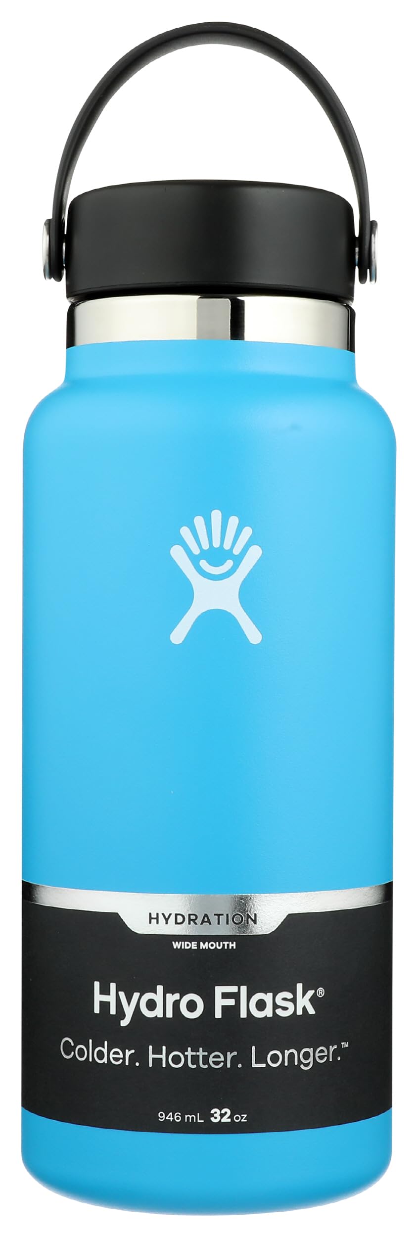 Hydro Flask Water Bottle - Insulated Stainless Steel - Wide Mouth Flex Lid, Non Spill, Leakproof and Refillable in 32 Oz Harbor Blue