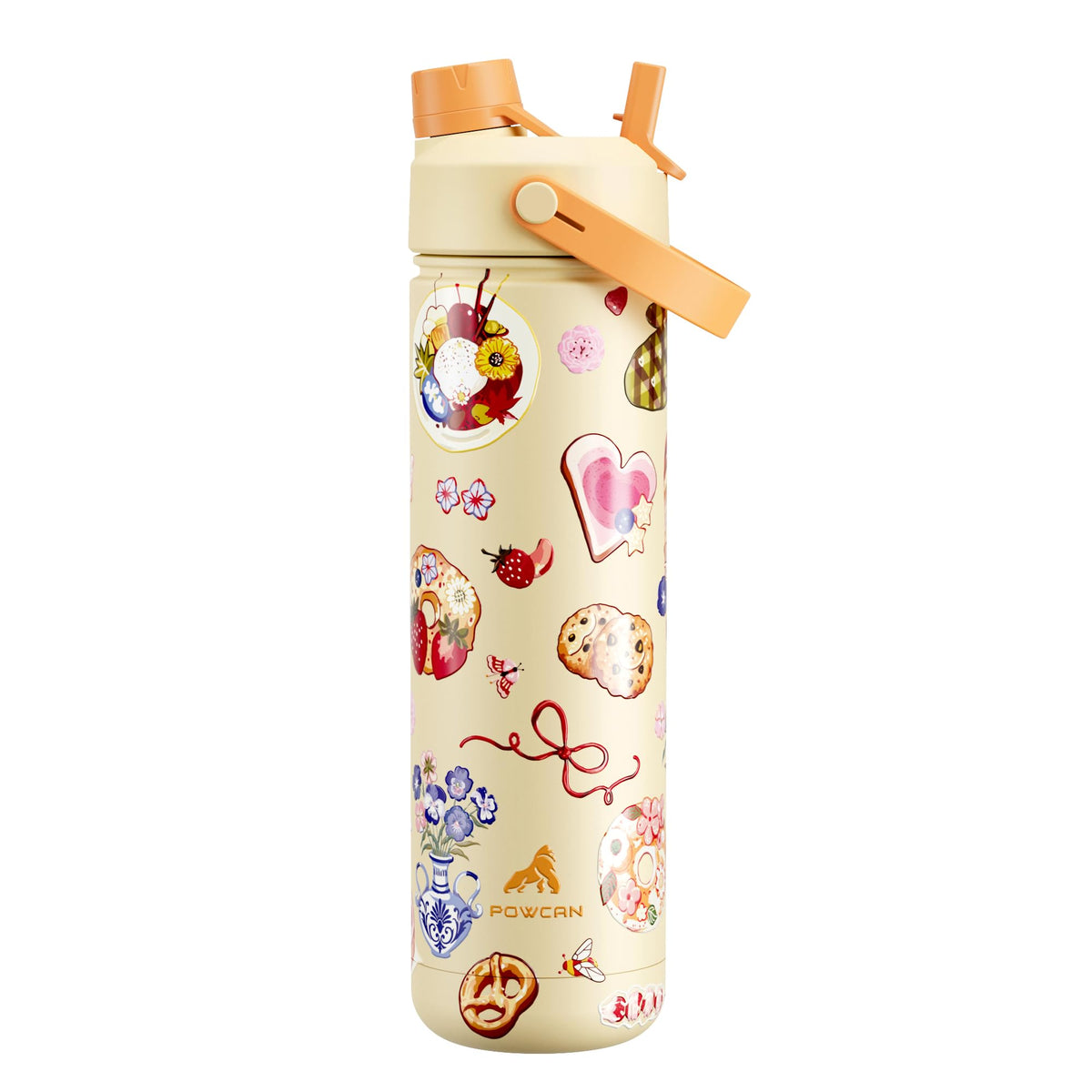 POWCAN 26 oz Insulated Water Bottle with 2-in-1 Straw and Spout Lid, Keep Cold 24H, Leak-Proof, Fits in Car Cup Holder, Stainless Steel Water Bottle for Sports, Travel, and School (Cotton Candy)