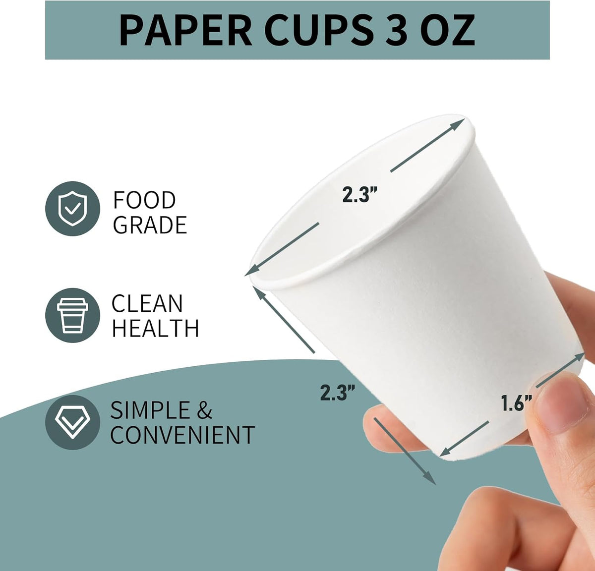 RACETOP 3 oz Bathroom Paper Cups, 100 Pack, Disposable Mouthwash Cups