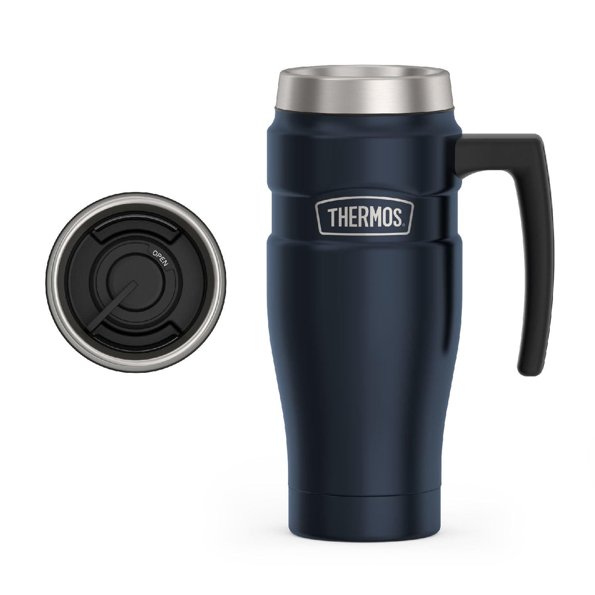 THERMOS Stainless King Vacuum-Insulated Travel Tumbler, 16 Ounce, Matte Steel