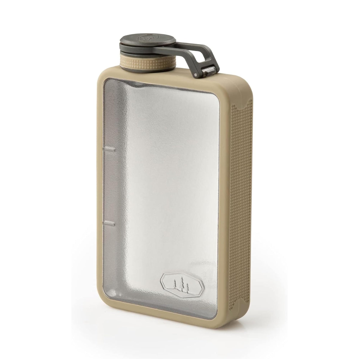 GSI Outdoors Boulder Flask, Shatter-Resistant, Leakproof Hip Flask with Clear Body & Silicone Grip, BPA-Free Bottle for Hiking, Camping & Travel