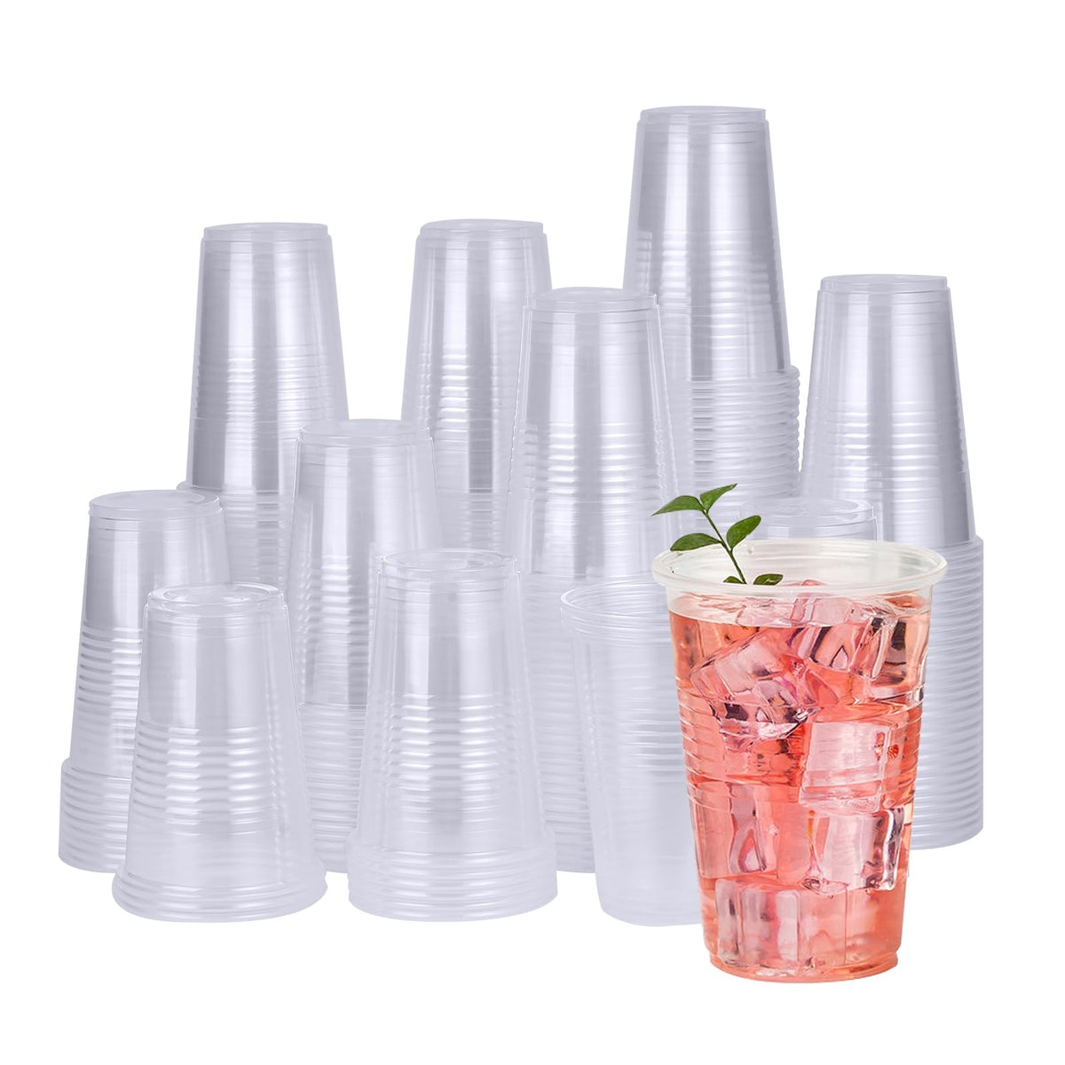 RACETOP 500 pack 9 oz Disposable Plastic Cups, Clear Plastic Cups Tumblers, Disposable Cups Bulk, Transparent for Wedding, Thanksgiving, Birthday, Halloween, Christmas Party