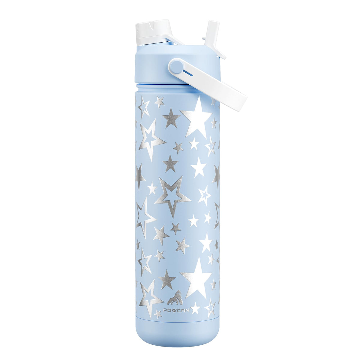 POWCAN 26 oz Insulated Water Bottle with 2-in-1 Straw and Spout Lid, Keep Cold 24H, Leak-Proof, Fits in Car Cup Holder, Stainless Steel Water Bottle for Sports, Travel, and School (Cotton Candy)