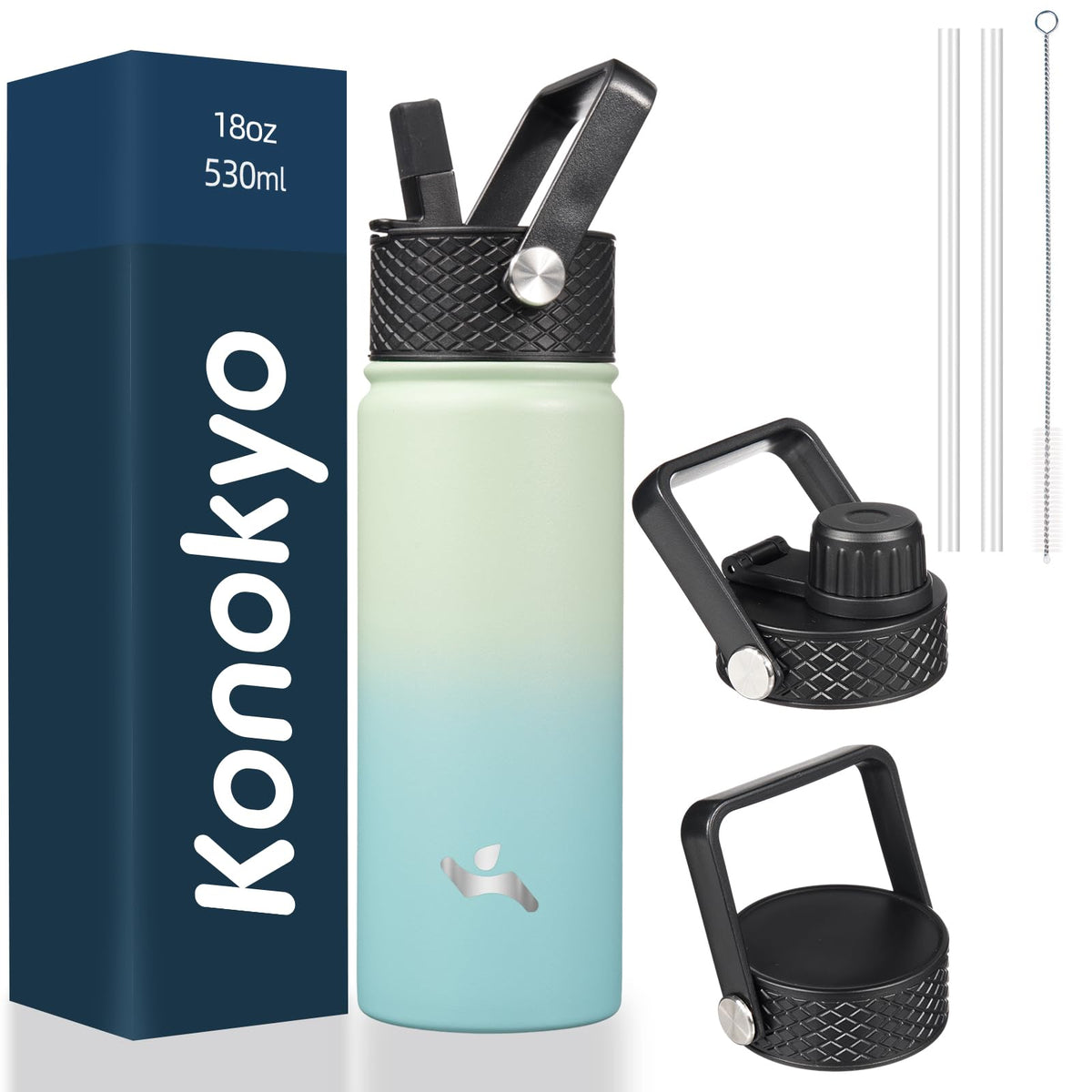 Konokyo 22 oz Insulated Stainless Steel Water Bottle with Straw Lid