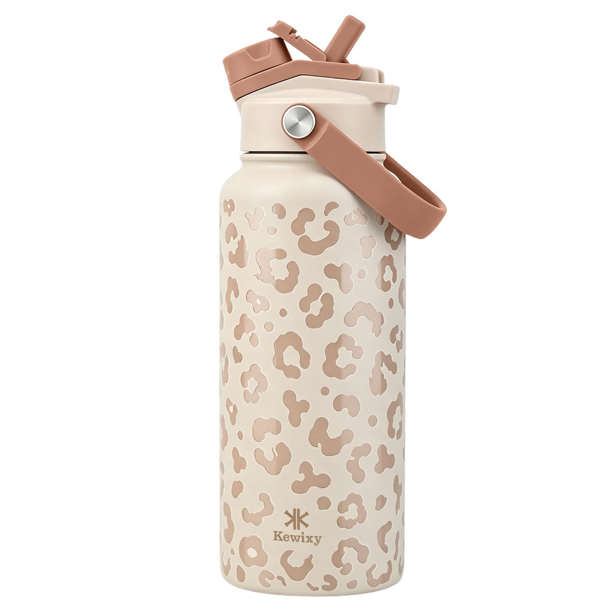 24 oz Insulated Water Bottle, 2-in-1 Lid, Straw & Spout with Protected, Leak Proof, Keep Cold 24H, Cup Holder Fit, Stainless Steel, Metal, Reusable, for Travel, Gym and School, 2 Lids, Midnight Black