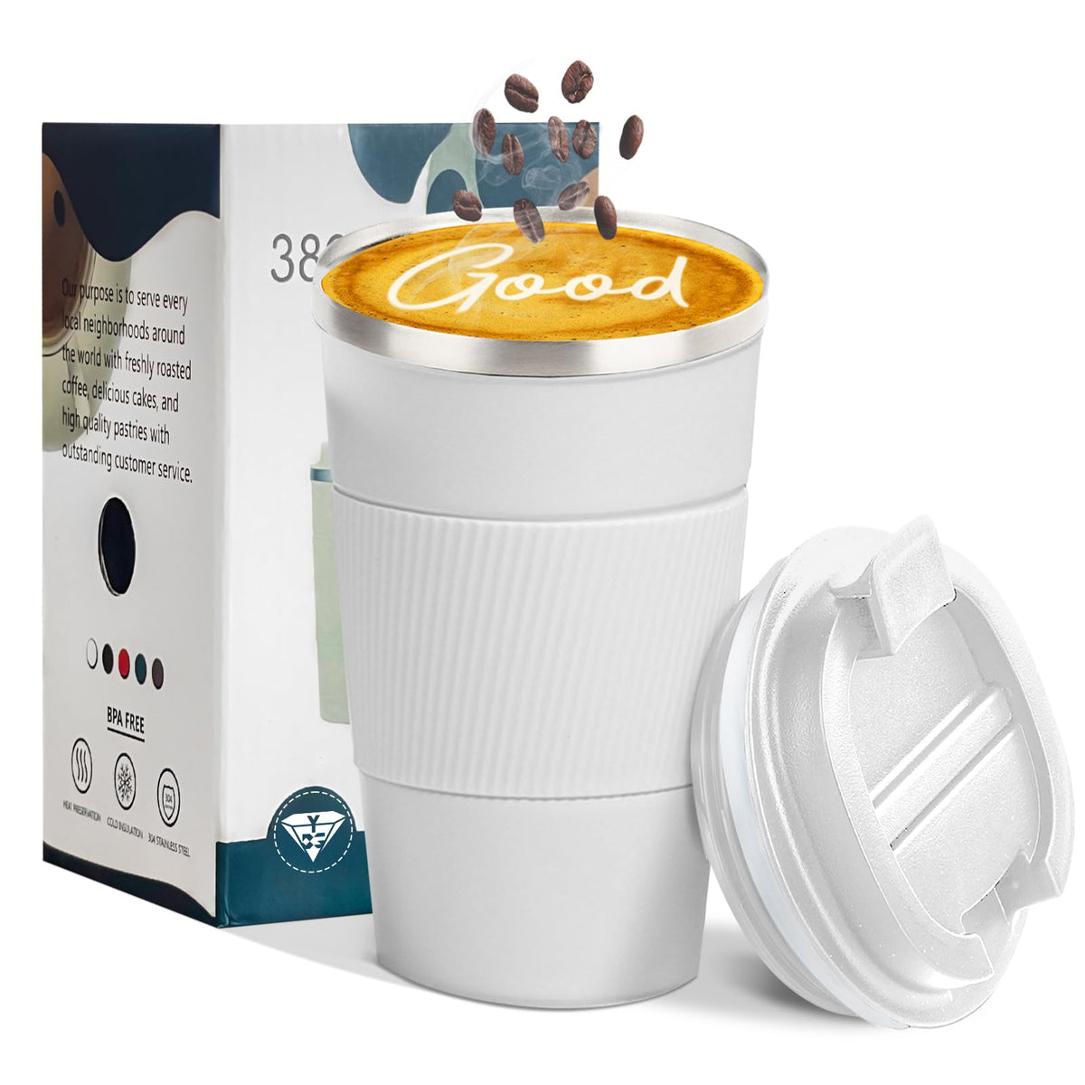 Insulated Travel Coffee Mug, Stainless Steel Coffee Cup with Leakproof Lid
