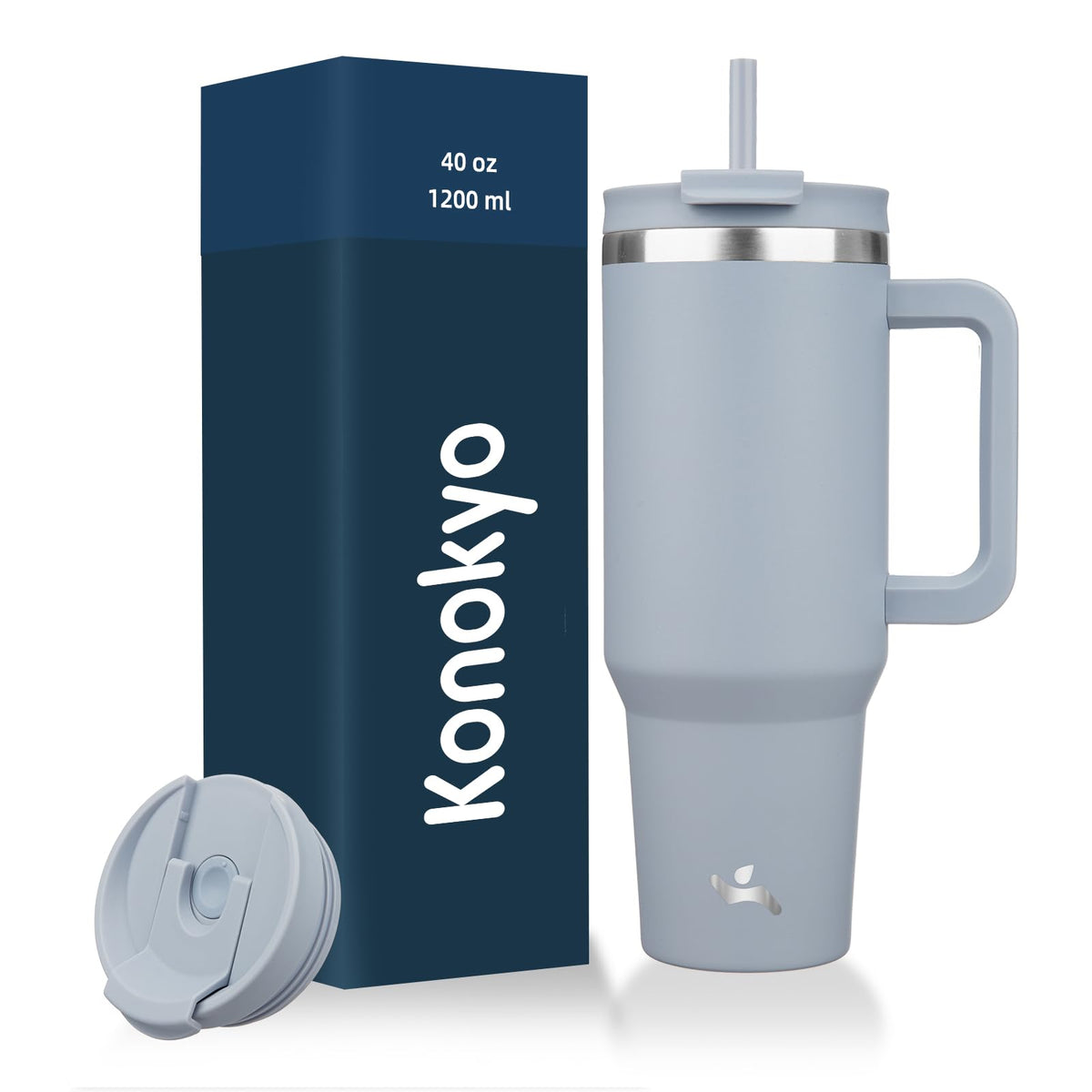 Konokyo 30 oz Insulated Tumbler Water Bottle with Handle, Straw Lid