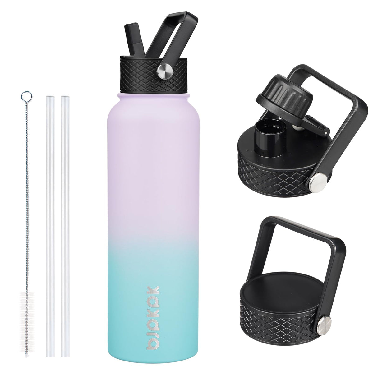 BJPKPK 64oz Insulated Water Bottle, Half Gallon Water Jug with Straw Lid