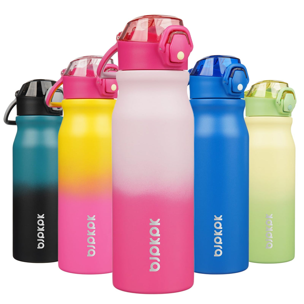 BJPKPK 18 oz Water Bottle with Straw & Handle, Insulated Stainless Flask