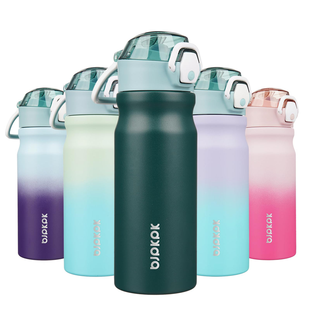 BJPKPK 18 oz Water Bottle with Straw & Handle, Insulated Stainless Flask