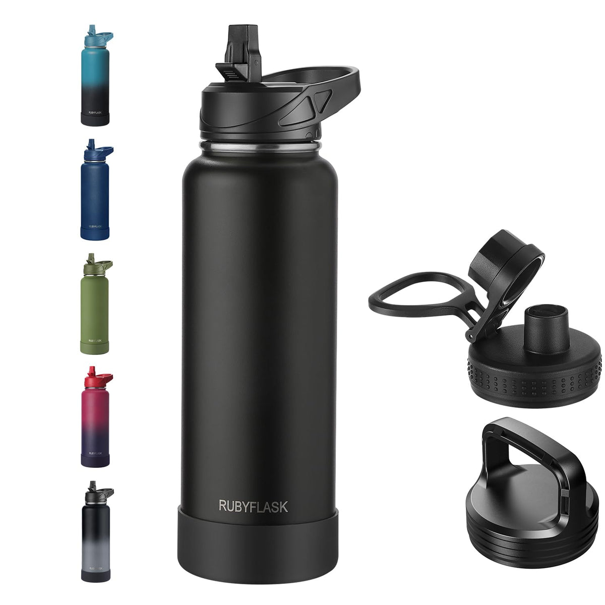 RUBYFLASK 32 oz Insulated Stainless Steel Water Bottle with Straw