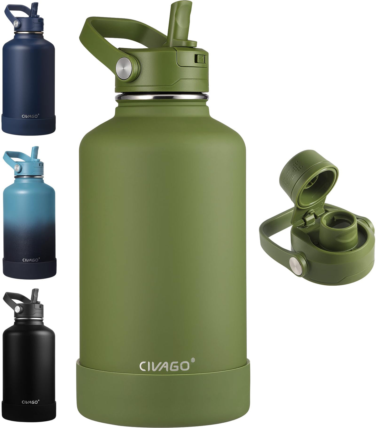 CIVAGO 24 oz Insulated Stainless Steel Water Bottle with Removable Straw