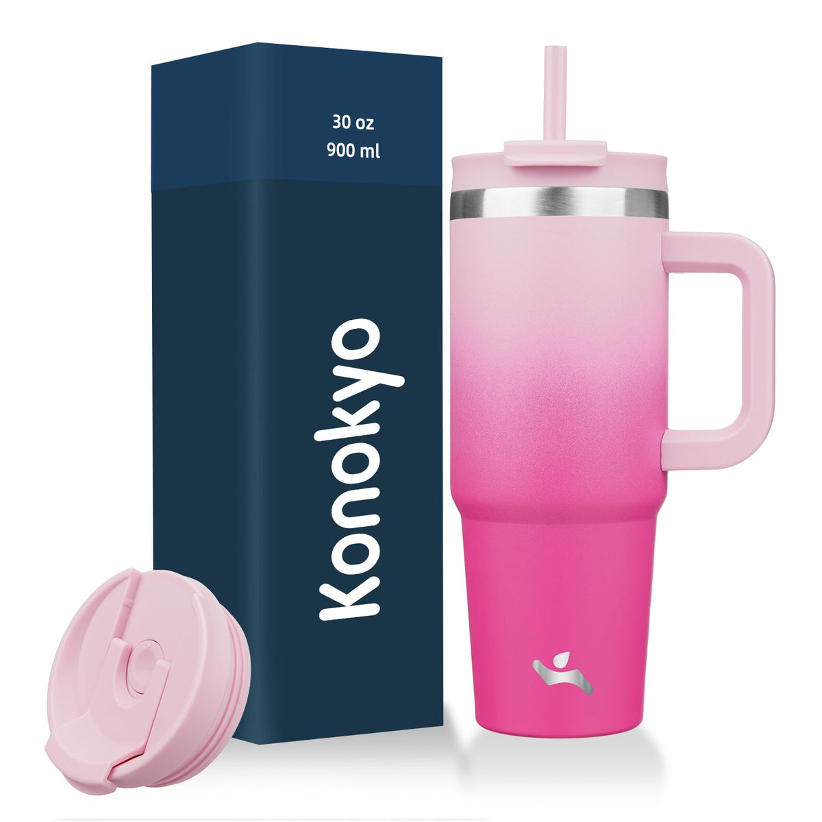 Konokyo 30 oz Insulated Tumbler Water Bottle with Handle, Straw Lid