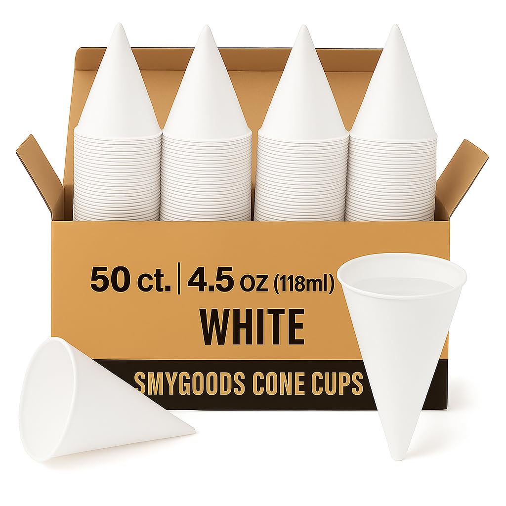Disposable White Paper Cone Cups (Pack of 400-4.5 oz) Eco-Friendly, Leak-Proof, Ideal for Events, Water Coolers, Quick Hydration & Efficient Cleanup