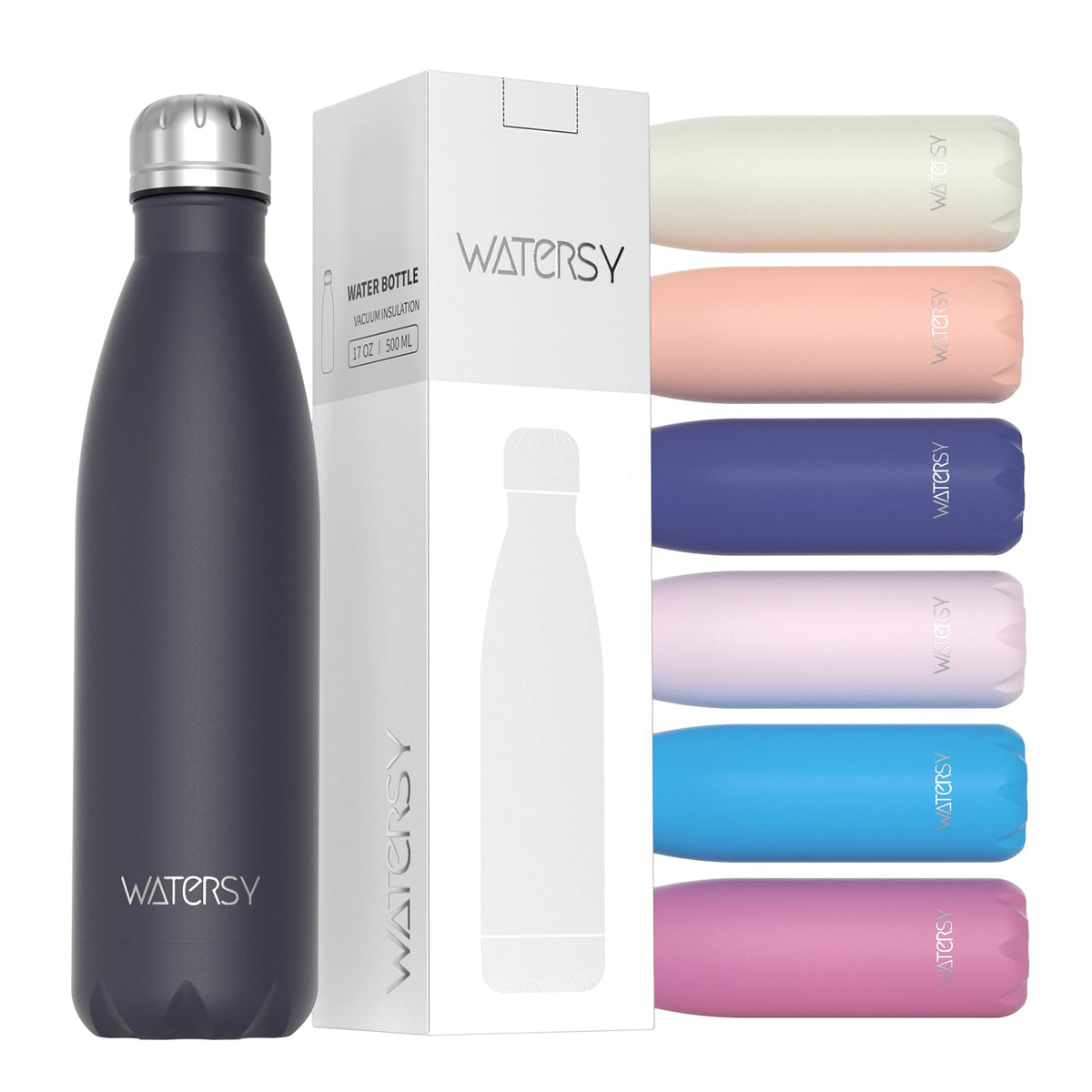 WATERSY Stainless Steel water bottle,17oz Insulated Water Bottles