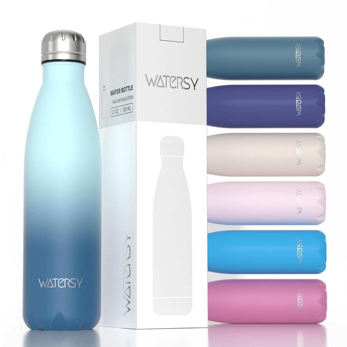WATERSY Stainless Steel water bottle,17oz Insulated Water Bottles