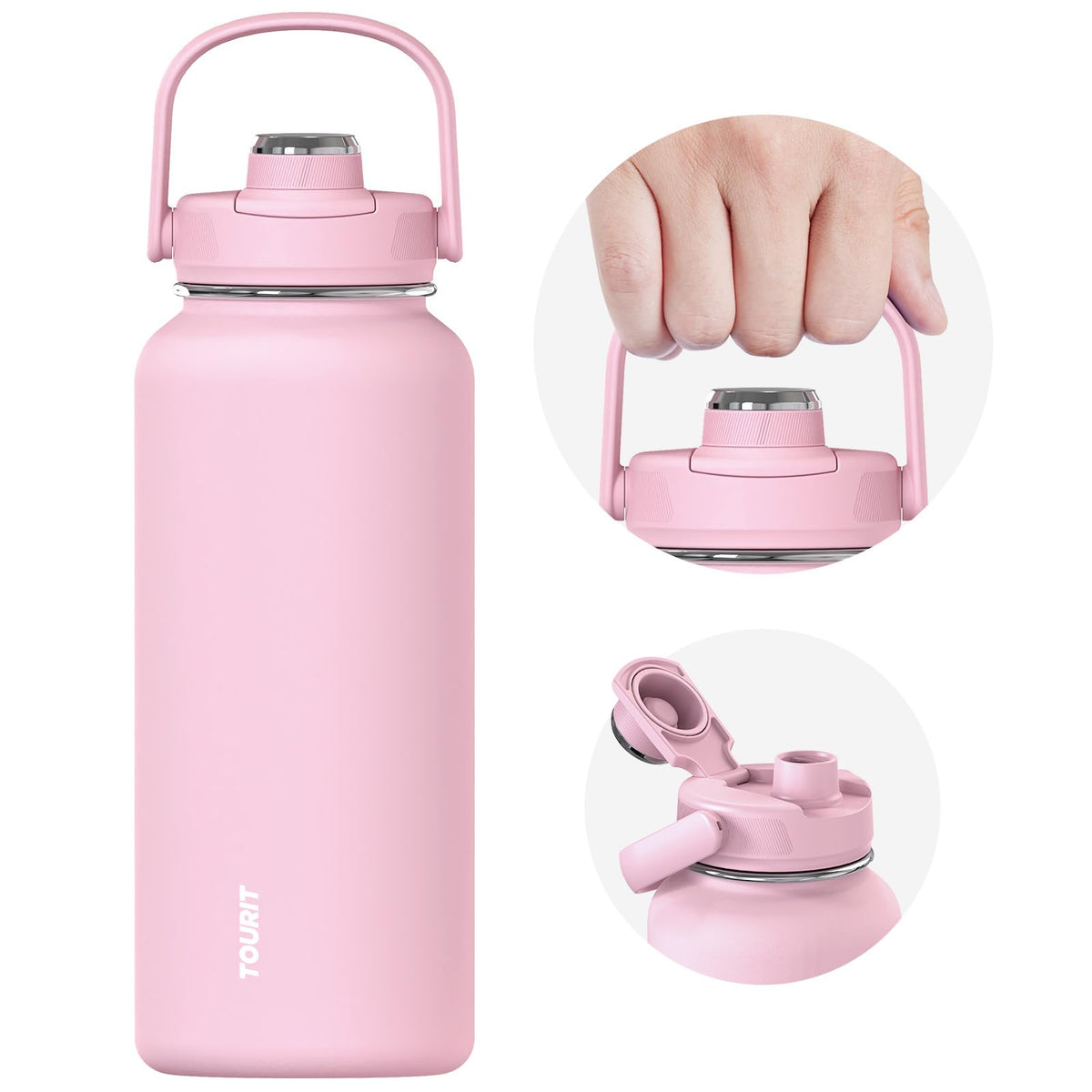 TOURIT 24 oz Insulated Stainless Steel Water Bottle, Obsidian
