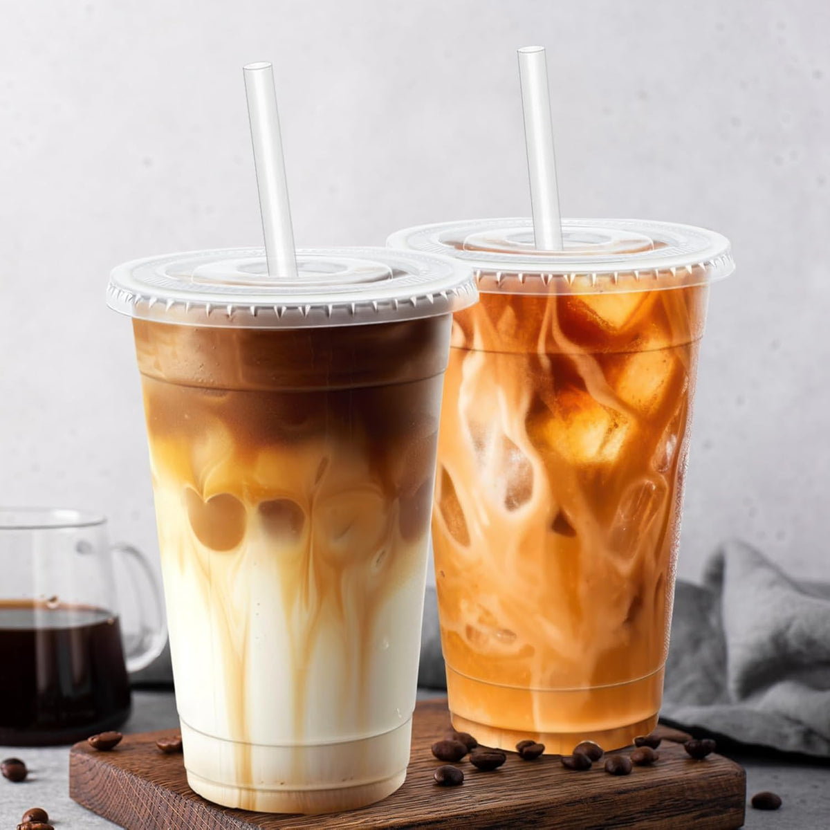 100 Pack 20 oz Plastic Cups, Clear Disposable Iced Coffee Cups