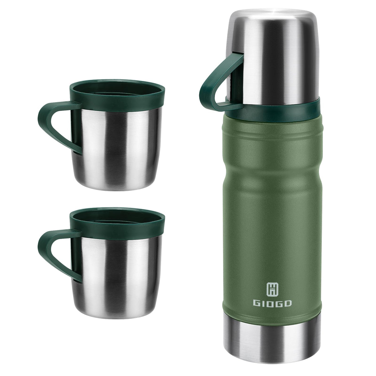Vacuum Insulated Water Bottle Thermo Water Flask with Cup 680ml/23oz Stainless Steel Thermal Water Bottles Thermo for Hot and Cold Drinks Coffee Water(Black,Single)