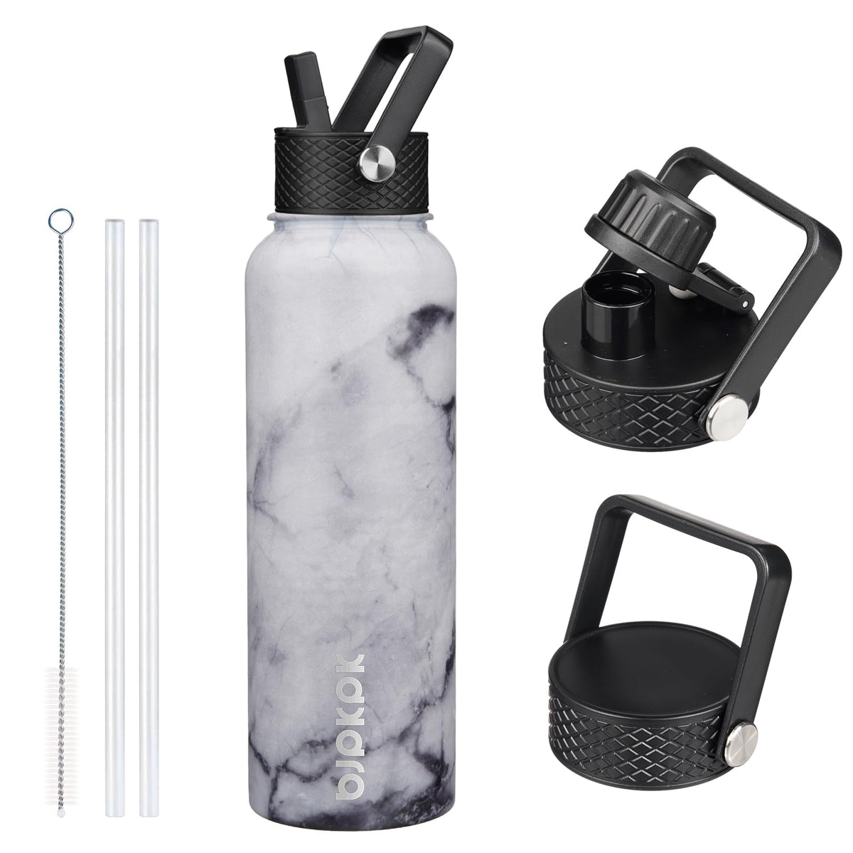 BJPKPK 64oz Insulated Water Bottle, Half Gallon Water Jug with Straw Lid
