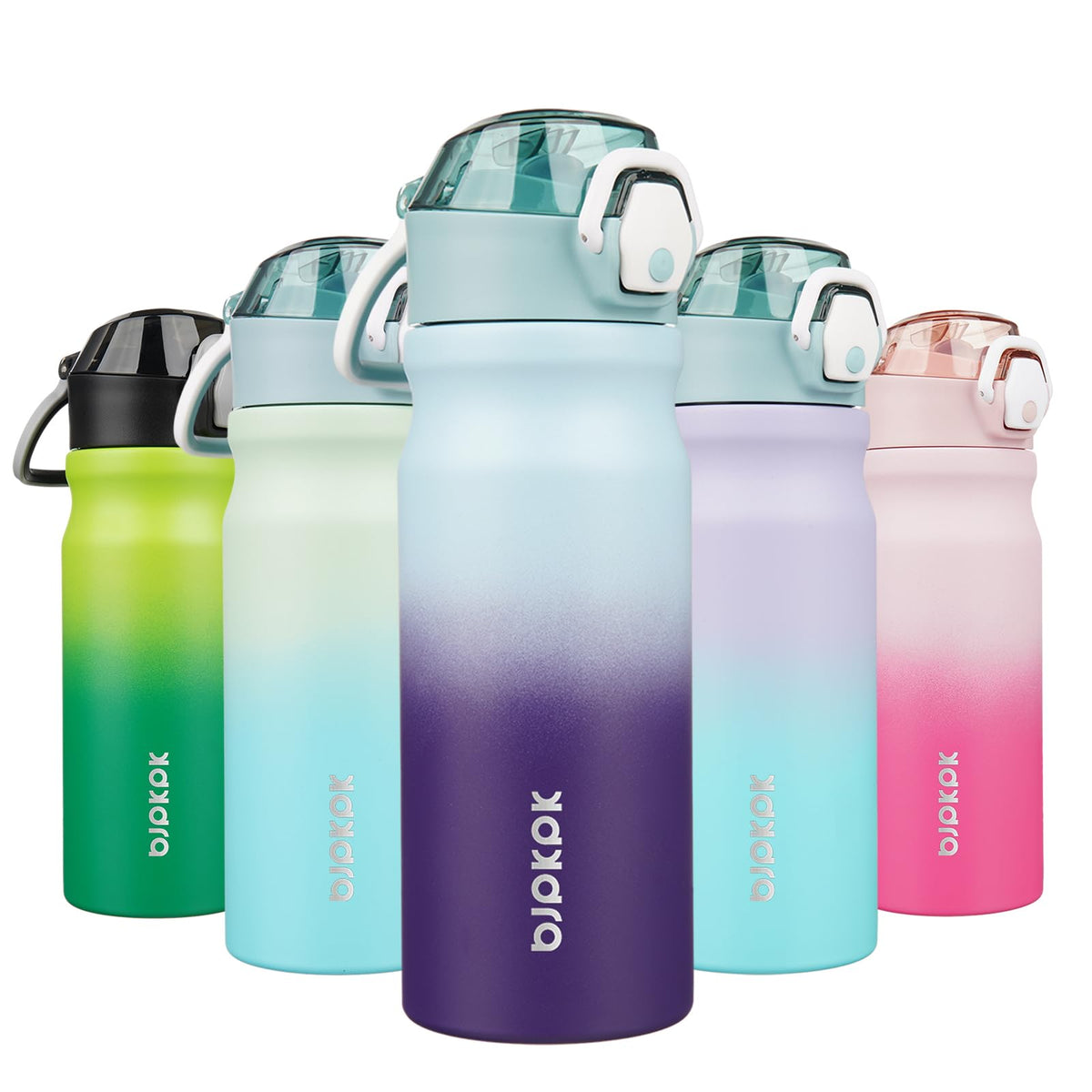 BJPKPK 18 oz Water Bottle with Straw & Handle, Insulated Stainless Flask