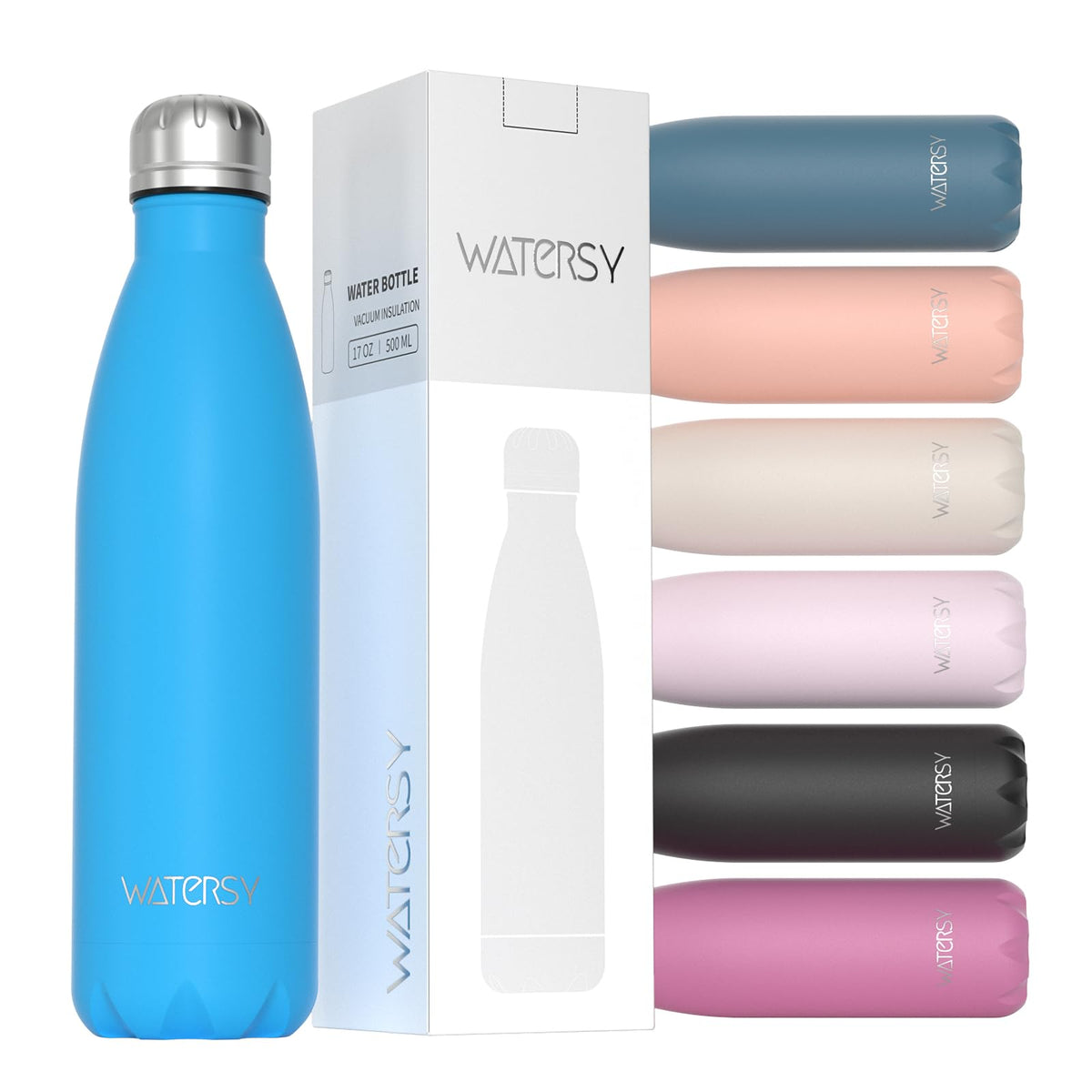 WATERSY Stainless Steel water bottle,17oz Insulated Water Bottles