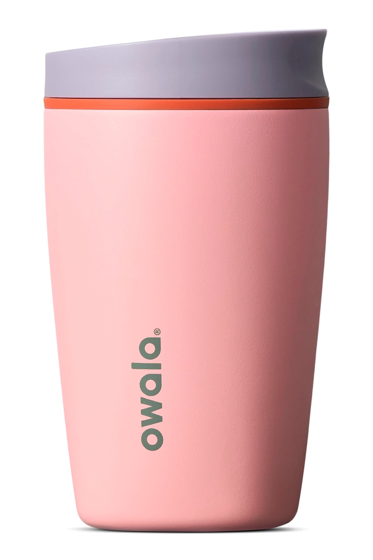 Owala SmoothSip Slider Insulated Stainless Steel Coffee Tumbler, Reusable Iced Coffee Cup, Hot Coffee Travel Mug, BPA Free 12 oz, Pink (Pucker Up)