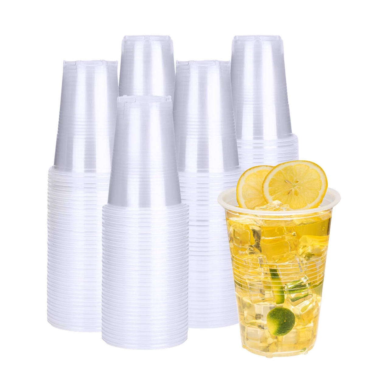 RACETOP 500 Pack 9 oz Plastic Cups, Clear Disposable Plastic Cups Bulk, Cold Drinking Party Cup, Transparent for Wedding, Thanksgiving, Christmas, Party