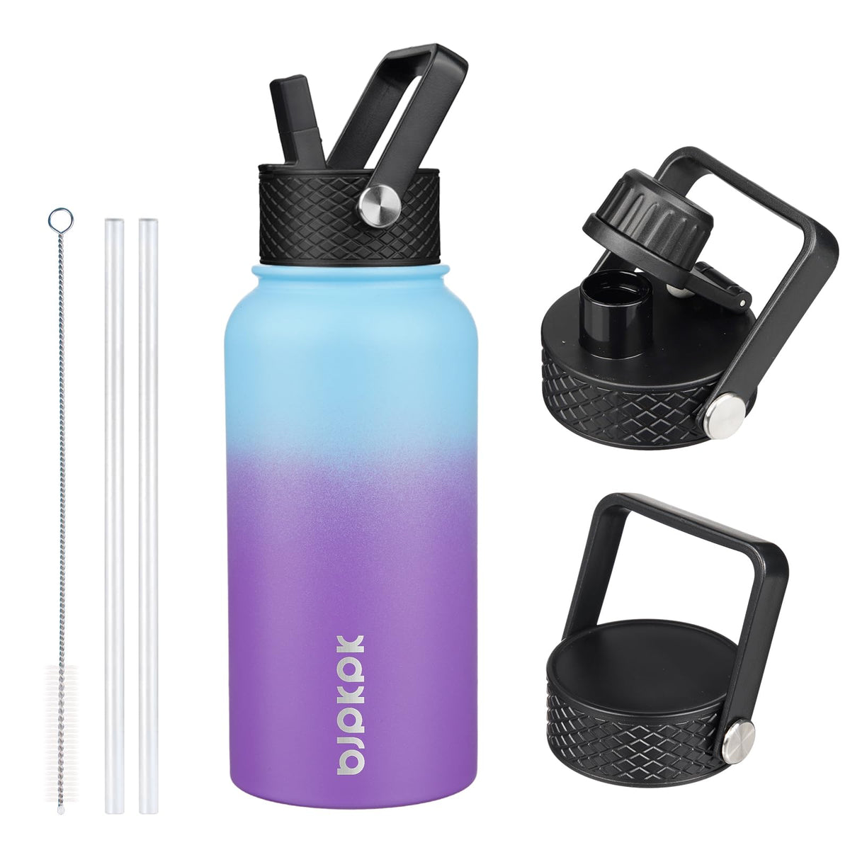 BJPKPK 64oz Insulated Water Bottle, Half Gallon Water Jug with Straw Lid