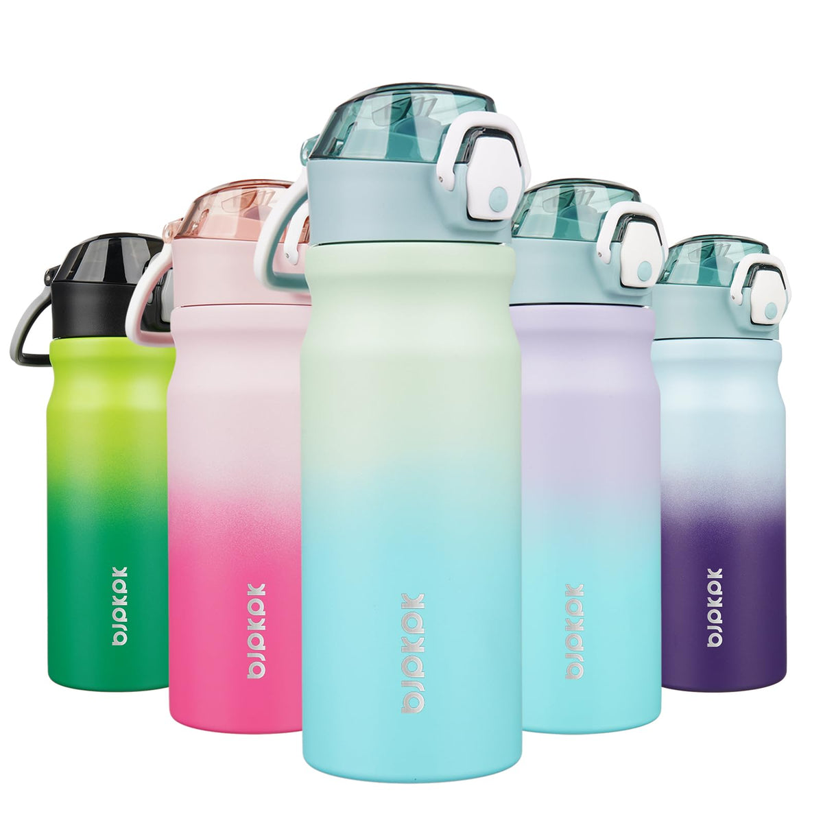 BJPKPK 18 oz Water Bottle with Straw & Handle, Insulated Stainless Flask