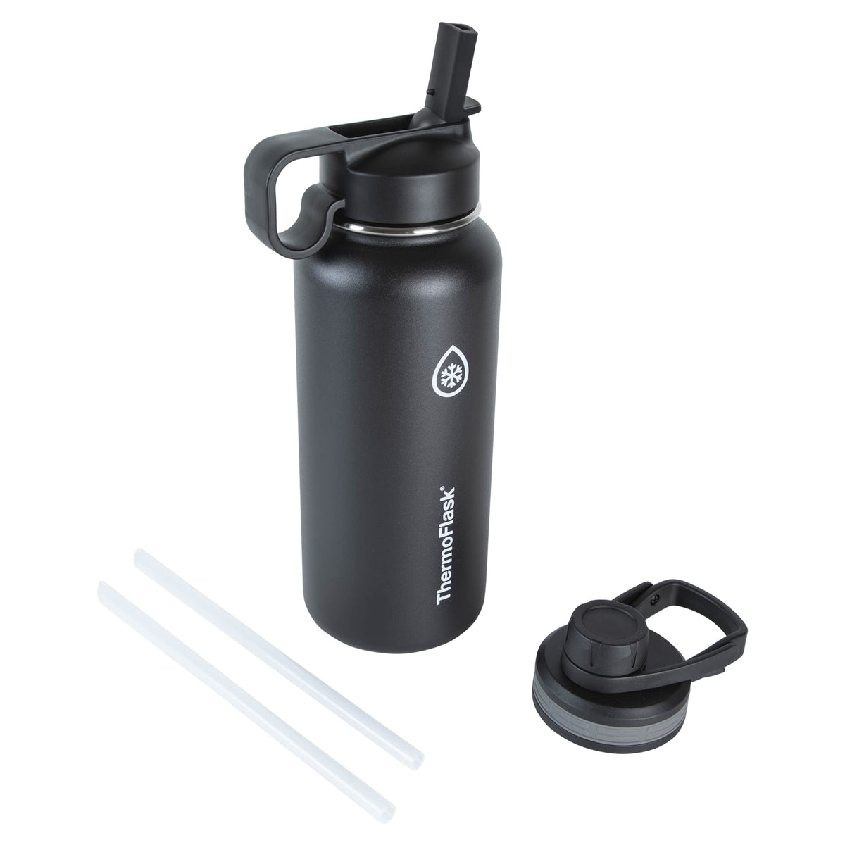 ThermoFlask 24 oz Double Wall Vacuum Insulated Stainless Steel Water Bottle - Reusable with Leakproof Chug & Straw Lids - Keeps Drinks Cold 24 hr/Hot 12 hr - Easy Maintenance - Gym/On-the-Go, Plum