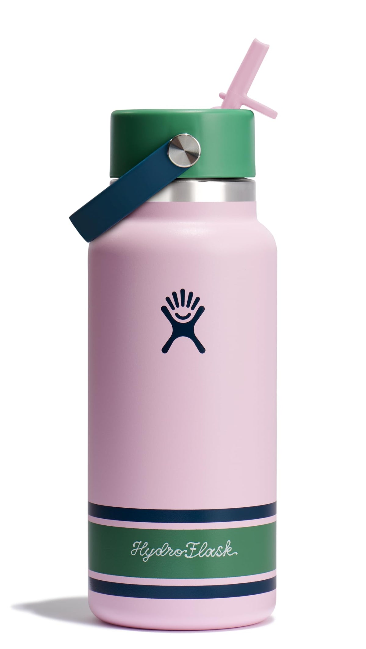 Hydro Flask Water Bottle - Insulated Stainless Steel - Wide Mouth Flex Straw Lid, Non Spill, Leakproof and Refillable in 32 Oz Botanical Bliss Agave