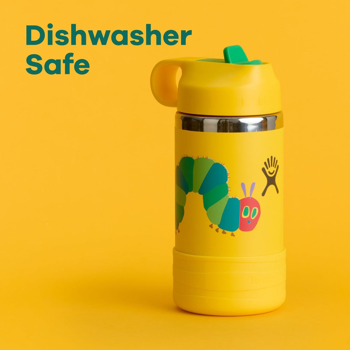 Hydro Flask Kids Water Bottle for School - Stainless Steel and Insulated with Straw Cap - 12 Oz World of Eric Carle Caterpillar Yellow
