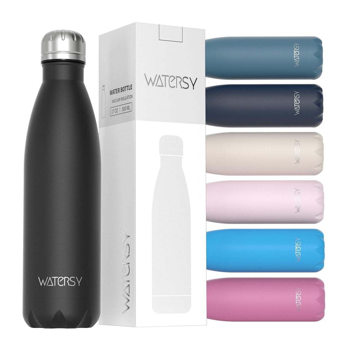 WATERSY Stainless Steel water bottle,17oz Insulated Water Bottles