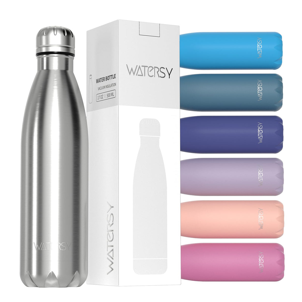 WATERSY Stainless Steel water bottle,17oz Insulated Water Bottles