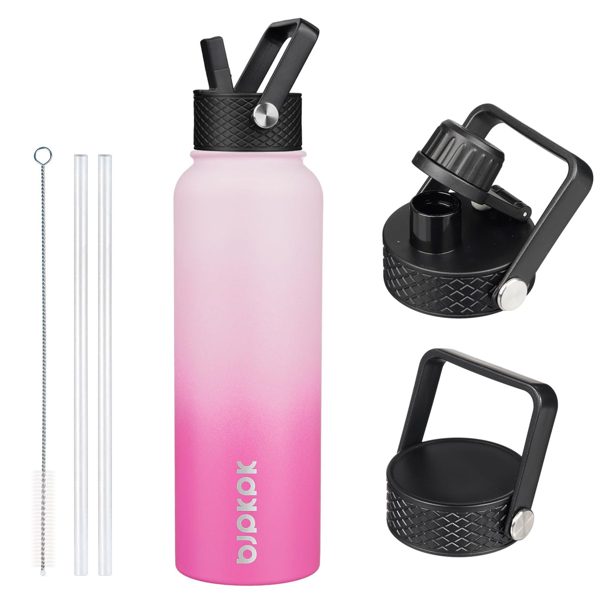 BJPKPK 64oz Insulated Water Bottle, Half Gallon Water Jug with Straw Lid