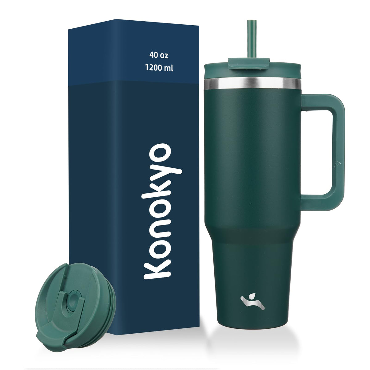 Konokyo 40 oz Insulated Tumbler Water Bottle with Handle, Straw Lid