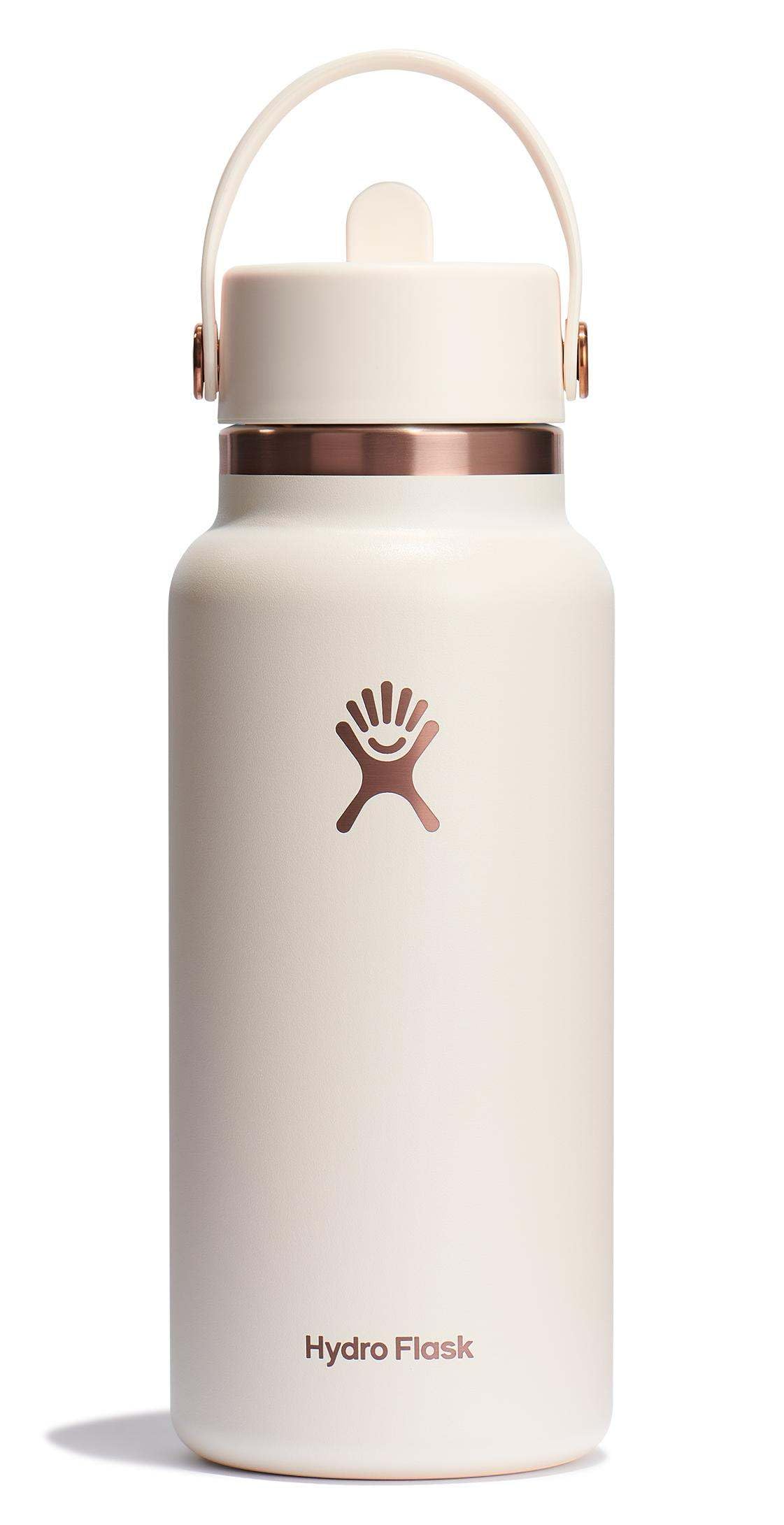 Hydro Flask Water Bottle - Insulated Stainless Steel - Wide Straw Lid, Non Spill, Leakproof in 24 Oz Ivory