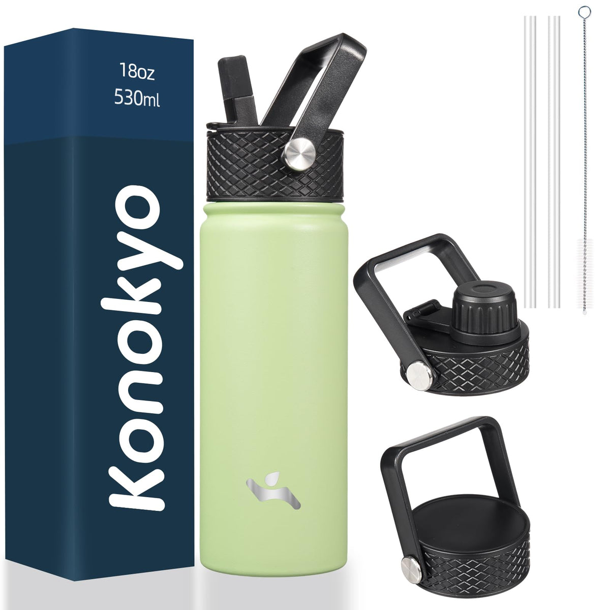 Konokyo 22 oz Insulated Stainless Steel Water Bottle with Straw Lid